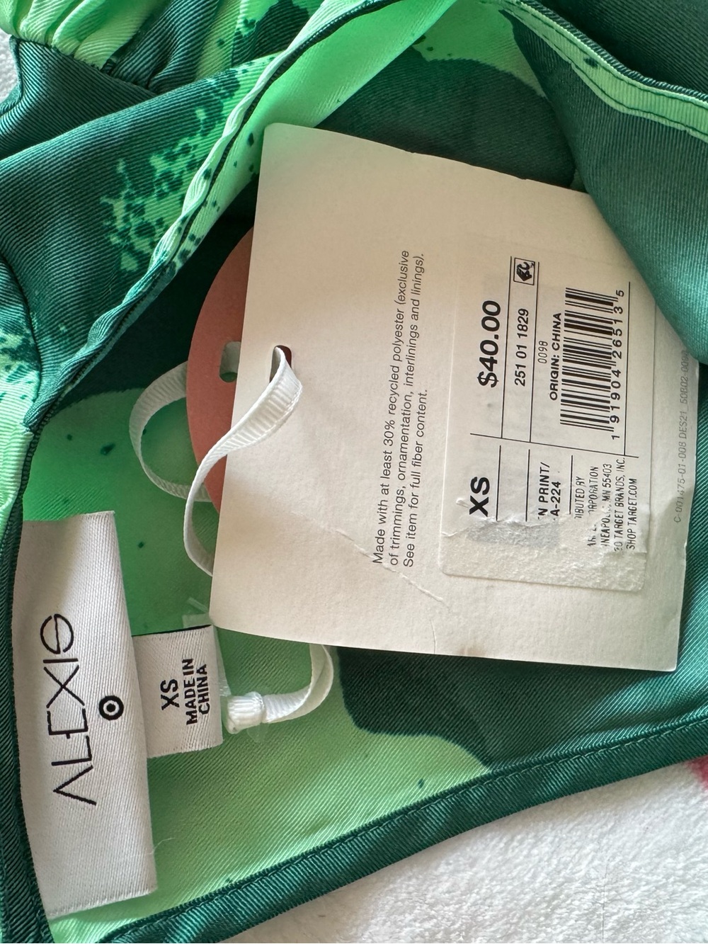 Target Green Abstract Print Mini Dress with Rope Belt - Picture 3 of 3